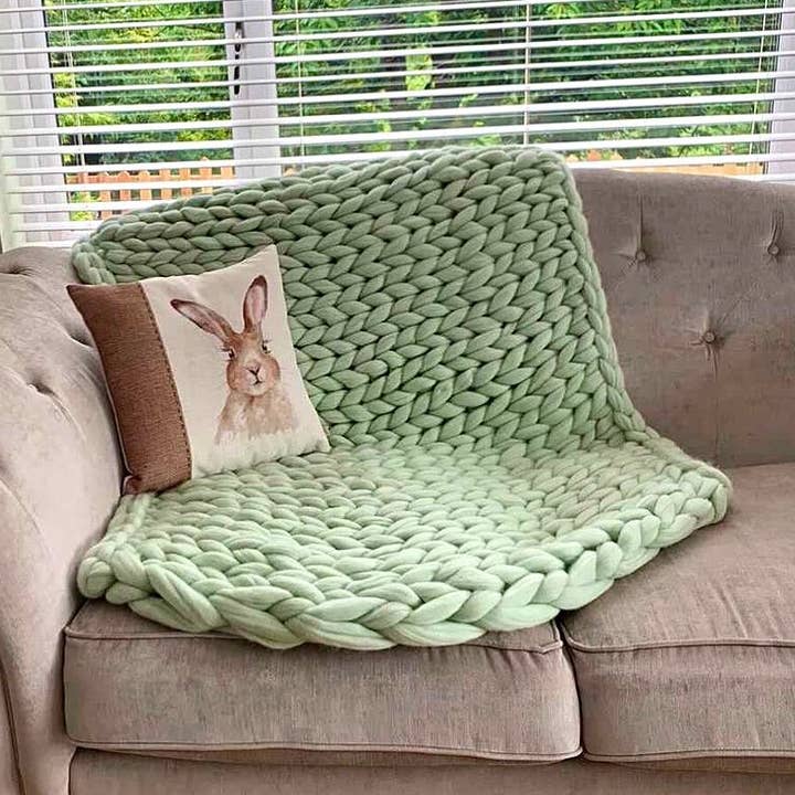 Merino Wool Sofa Blanket- Stockinette Stitch for wholesale by CUSHYKNIT