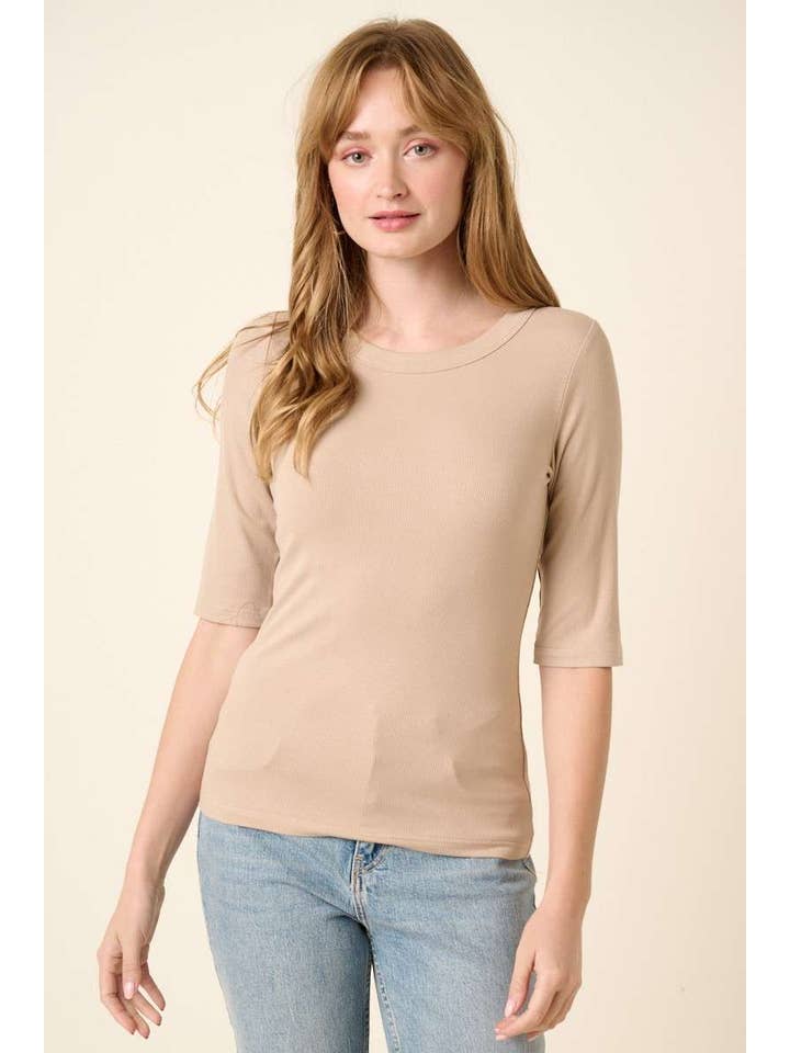 mittoshop - Wholesale Knit Top - Women's - H14853 - ROUND NECK 3/4 SLEEVE RIB KNIT TOP2