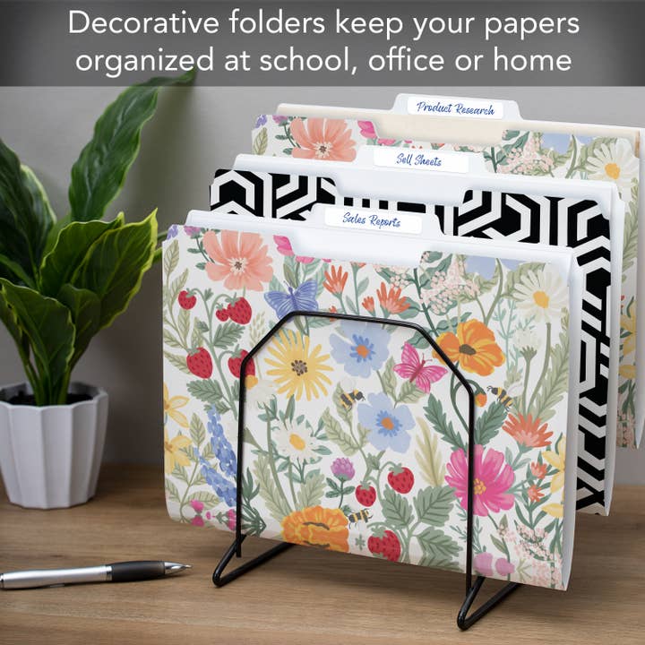 Conimar Promotions - Wholesale Folders - "Meadow Floral White" Single Decorative File Folders