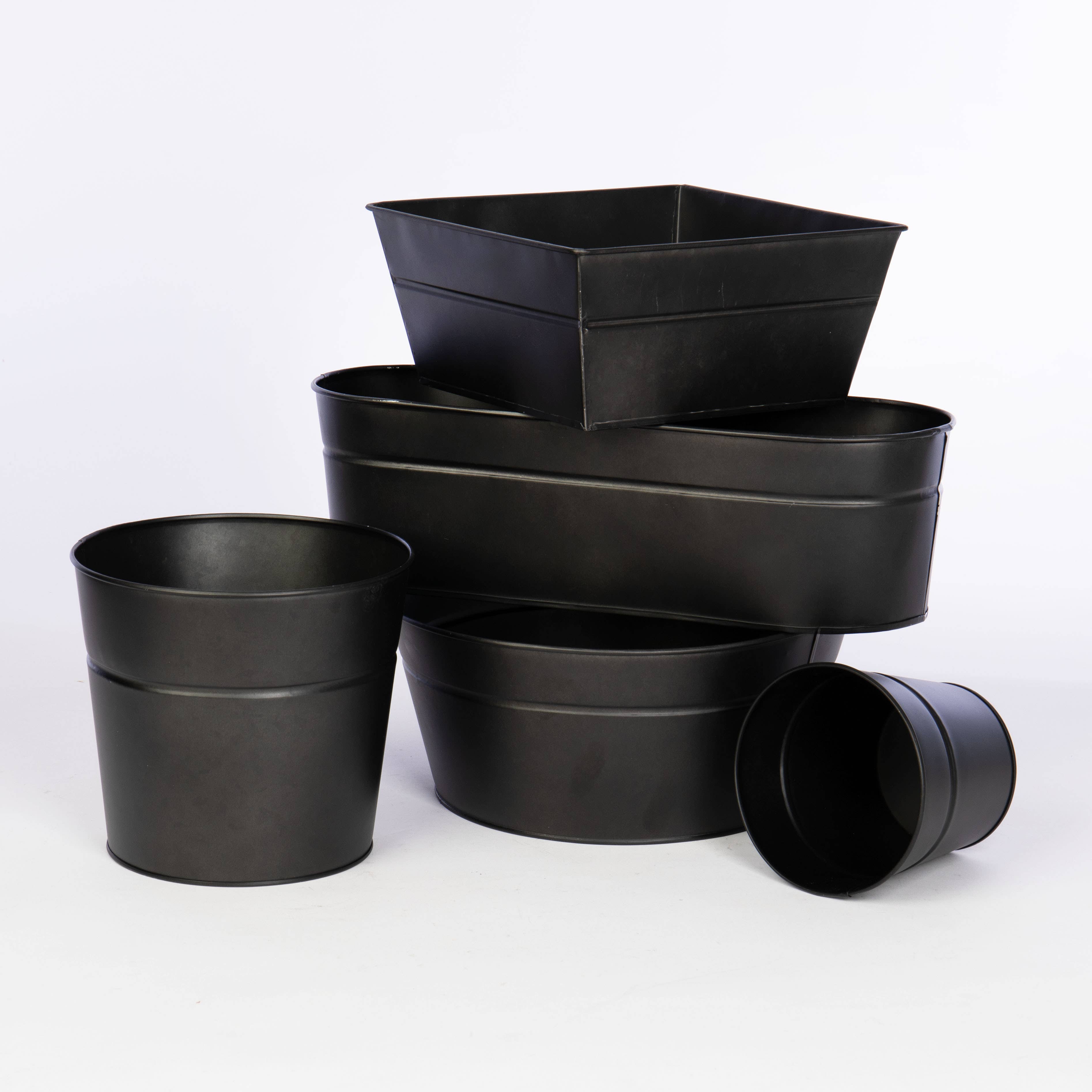 Willow Group - Wholesale Plant Pot - Black Tin Planter w/ PVC Liner 7"D3