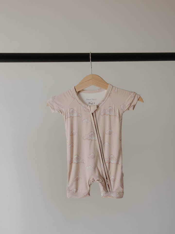 Forever French Baby - Wholesale Jumpsuit - Baby - Bamboo Zip Shortie | Ruby