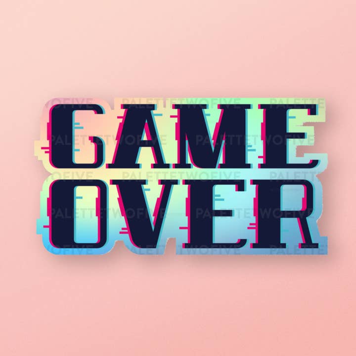 Game Over Sticker, Video Game Sticker, 3.7x1.98" for wholesale by Palette Two Five