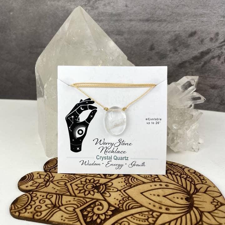 Rock Paradise - Wholesale Pendant/charm necklace - Worry Stone Necklace on Cord - Crystal Thumb Stone - Adjusta13