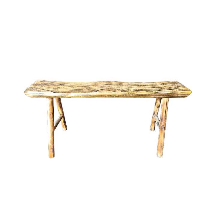 Raw Wood Weathered Wooden Bench for wholesale on Faire