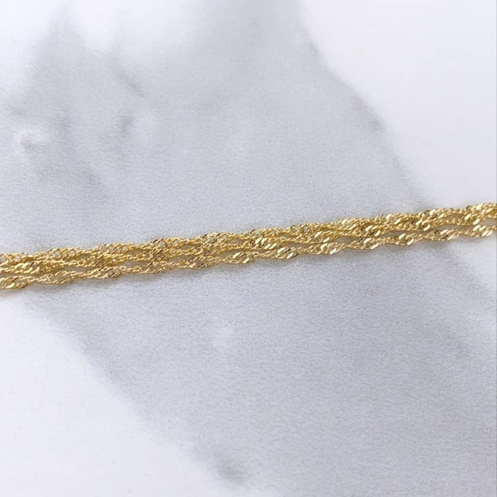 Luxus Accessories - Wholesale Link & chain necklace - 18k Gold Filled 1mm Singapore Chain1