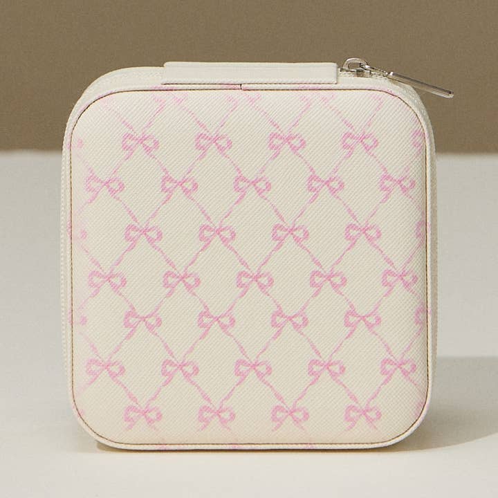 Lilla Haven - Wholesale Jewelry Box/Organizer - Bow Monogram Print Jewelry Box -Travel Size