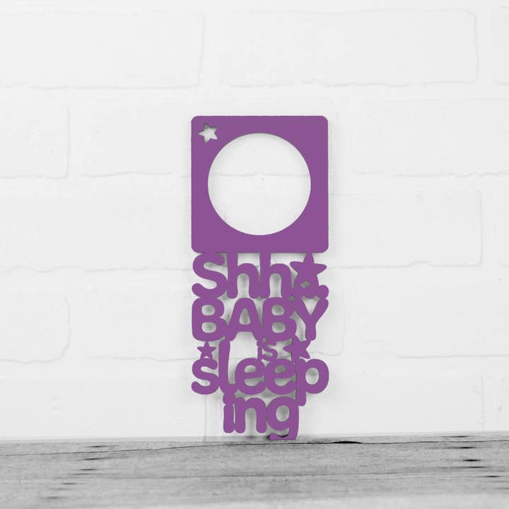 Spunky Fluff - Wholesale Wall Decor - Kids & Baby - Shhh... The Baby Is Sleeping Wood Nursery Door Hanger Sign1
