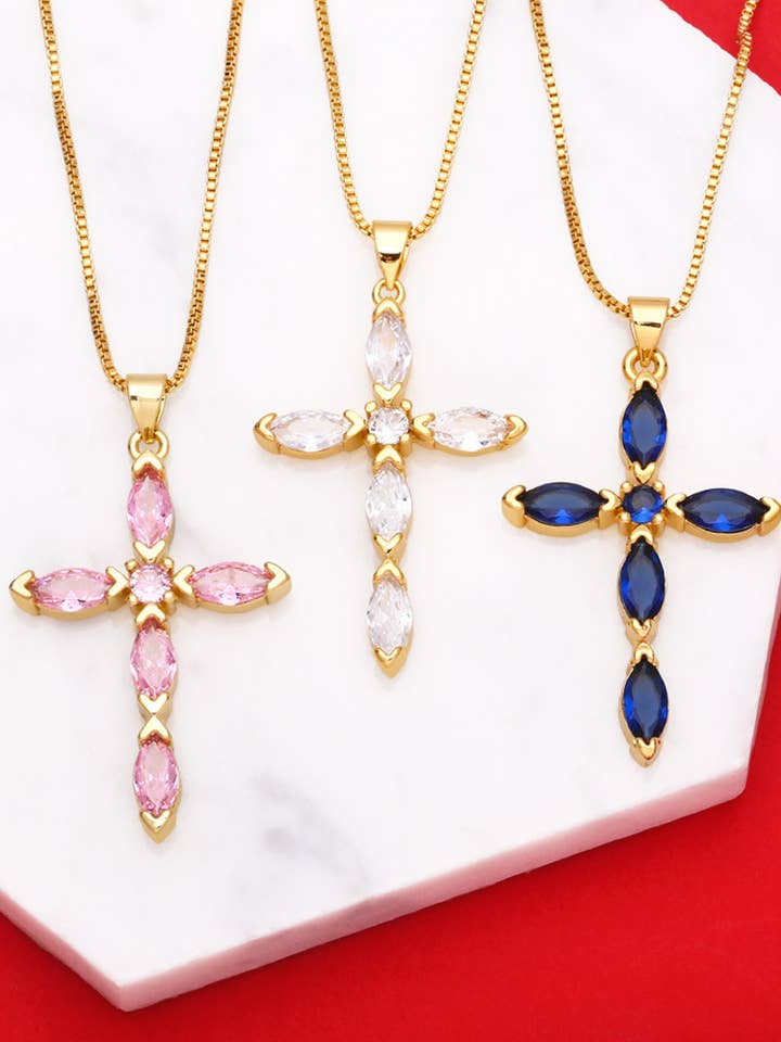 Kruis Zirkonia Hanger Ketting N4764 voor wholesale door Ole