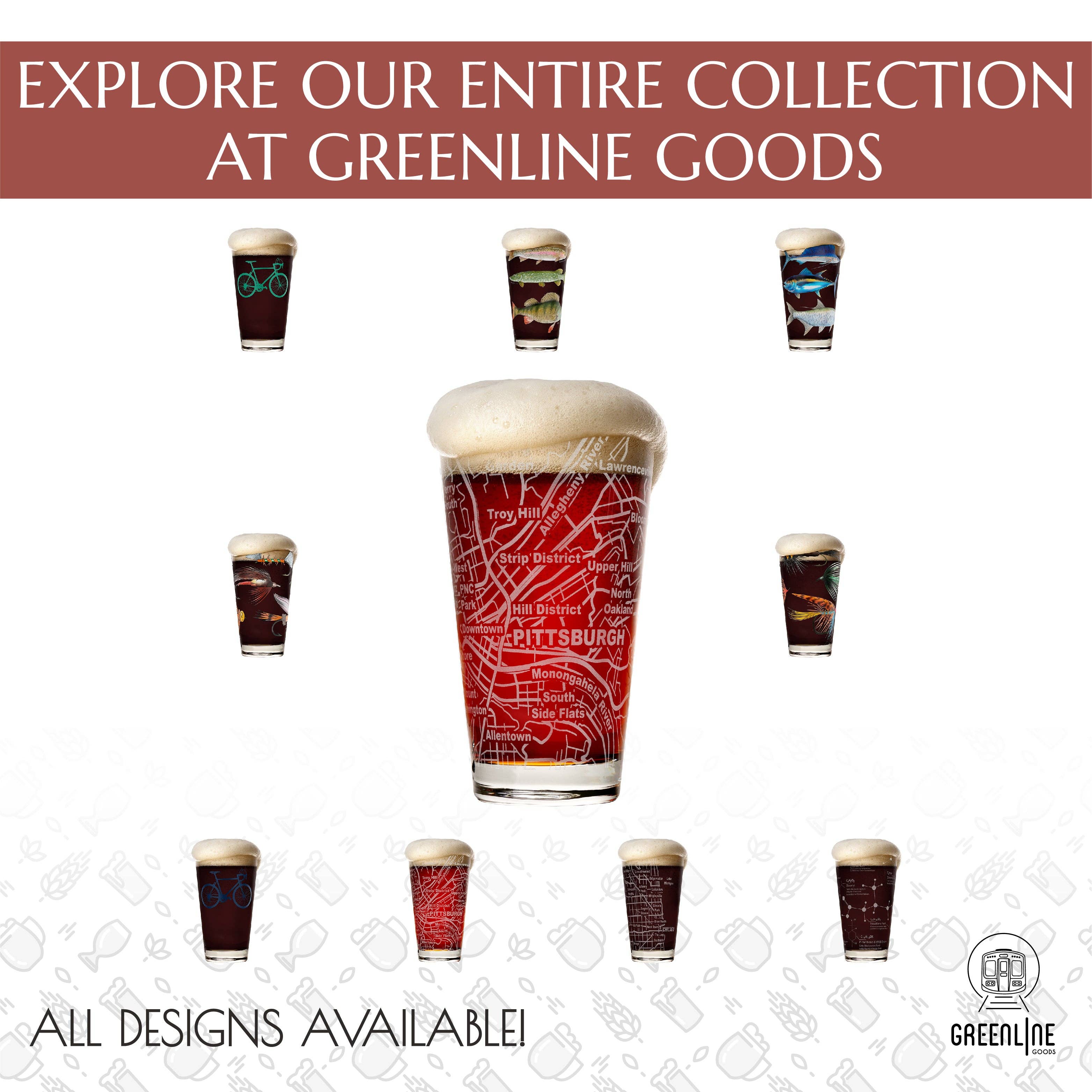 Greenline Goods - Vente Verre/chope à bière - Verres à bière avec grille de la ville de Pittsburgh7