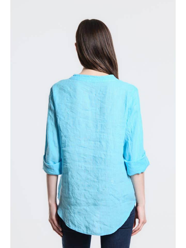 TINA Stephens Italy/Tees By Tina – Túnica - Mulher por atacado – Destino Linho Henley Top (BQ158)12