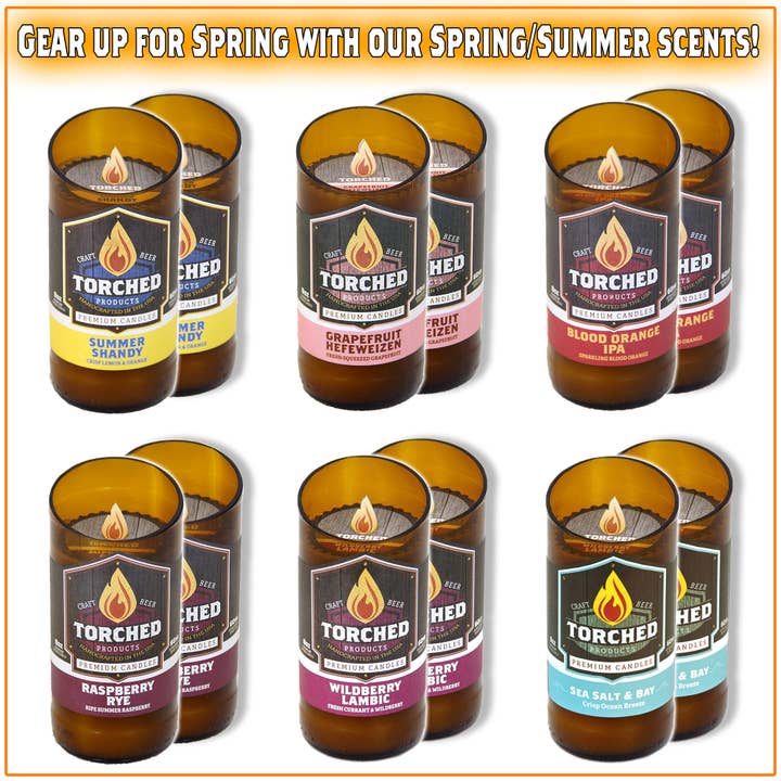 Vela para botella de cerveza, 8 onzas, fragancias variadas, paquete de 12 unidades, primavera para venta al por mayor de Torched Products