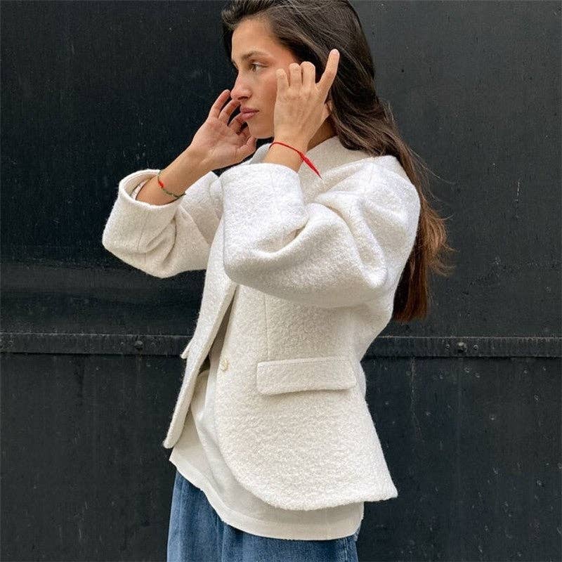 WHITE Thick Solid Wool Coat for wholesale on Faire5