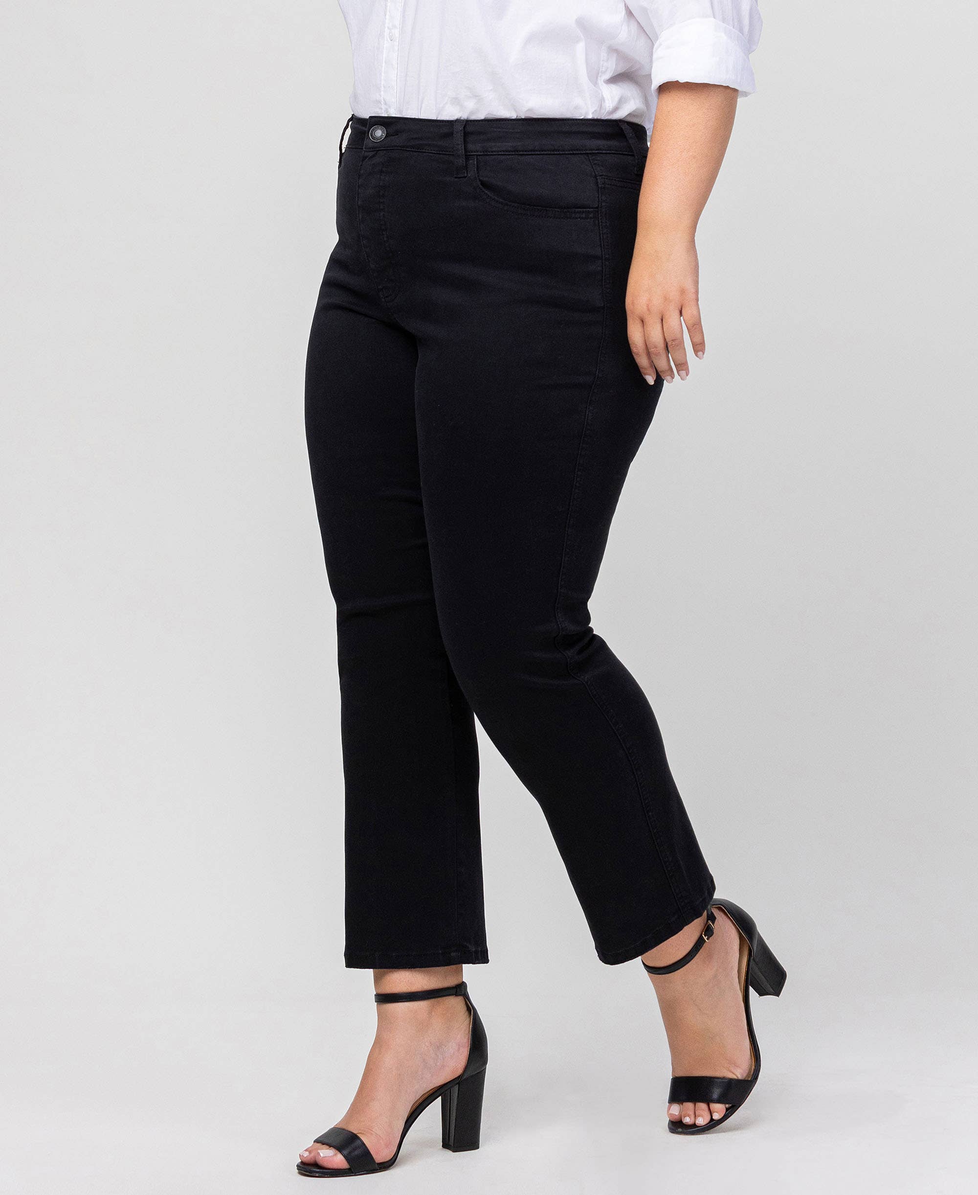 BLACK PEARL PLUS SIZE HIGH RISE ANKLE SLIM STRAIGHT JEANS V2371-P for wholesale on Faire2