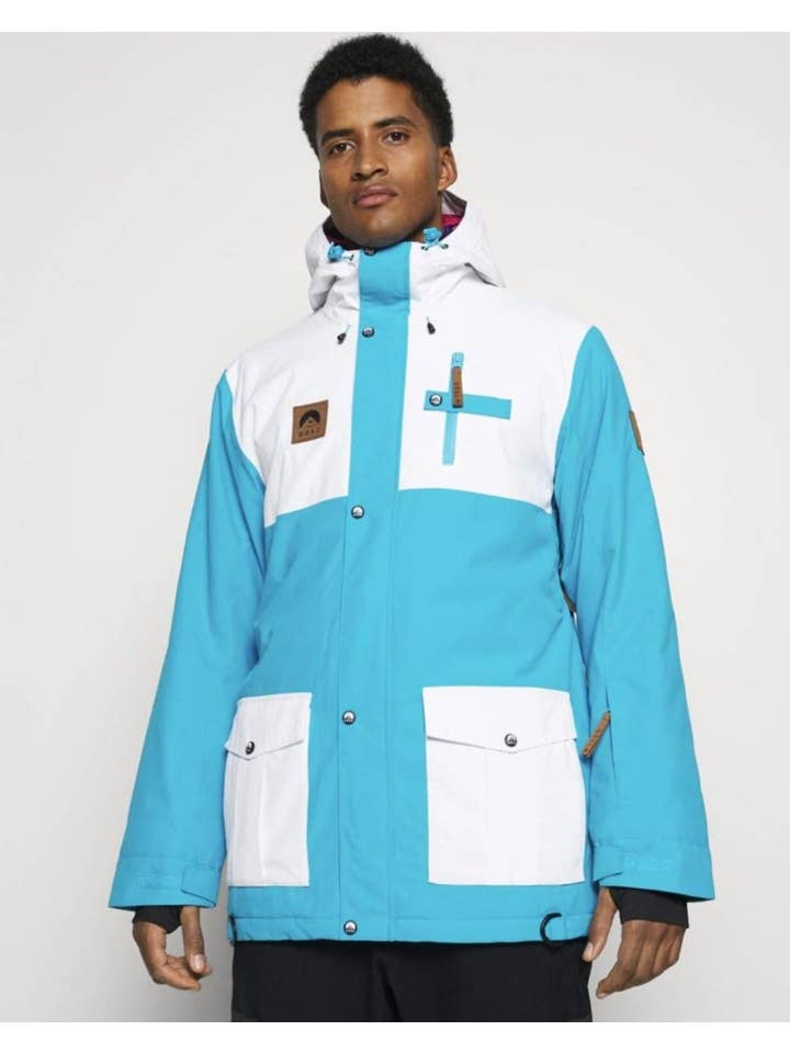 OOSC CLOTHING - Wholesale Screen Printed T-Shirt - Unisex - Yeh Man Men's Ski Snowboard Jacket - Blue & White