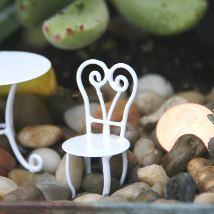 Home Kreation by KK dba Kraft Klub - Wholesale Decorative Tabletop Object - HANDMADE WHITE MINI MINI SOLID ROUND CHAIR 0.9"X0.8"X1.6"1