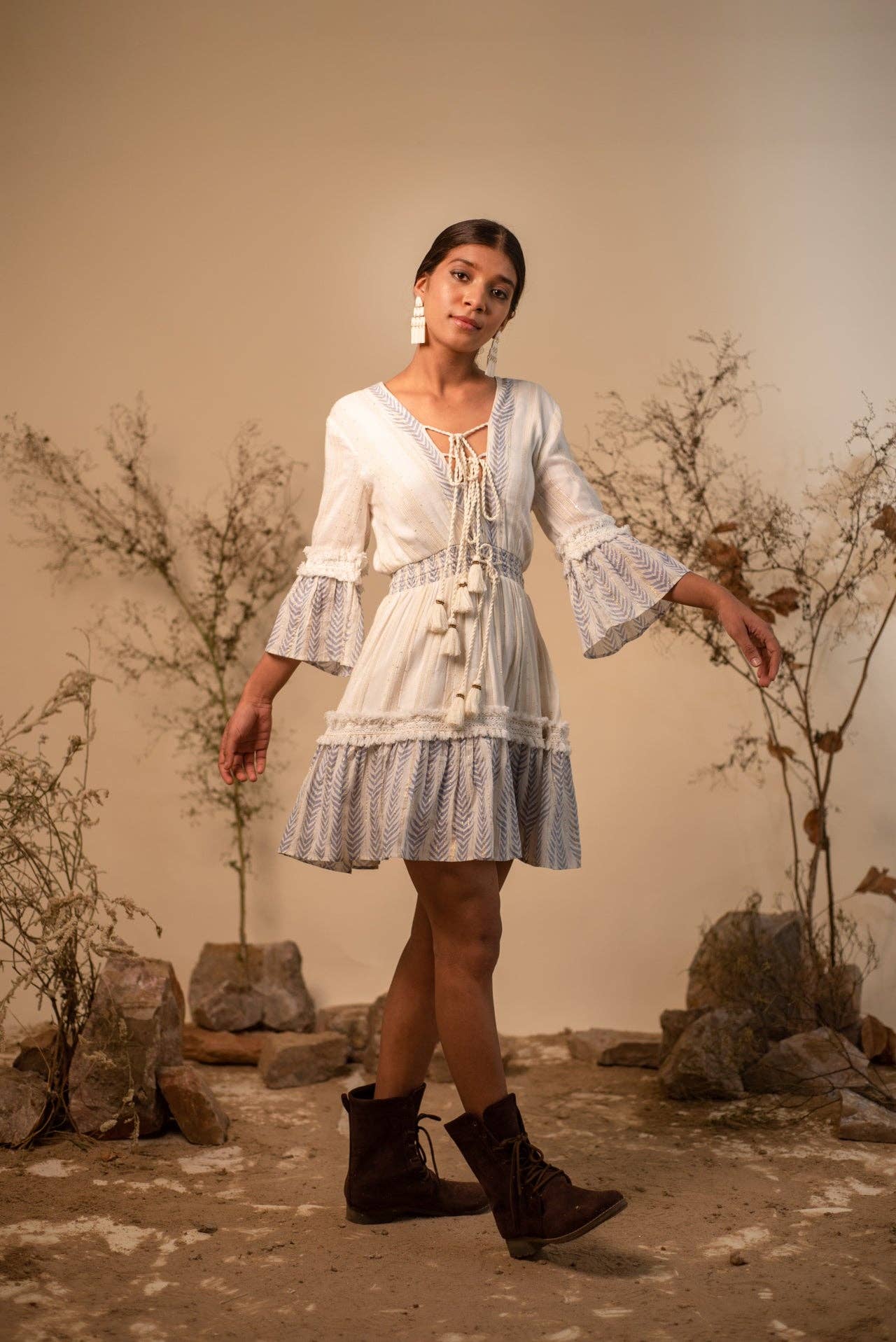 Label Reyya - Wholesale Jurk - Dames - BLAUW-WITTE JURK MET V-HALS1