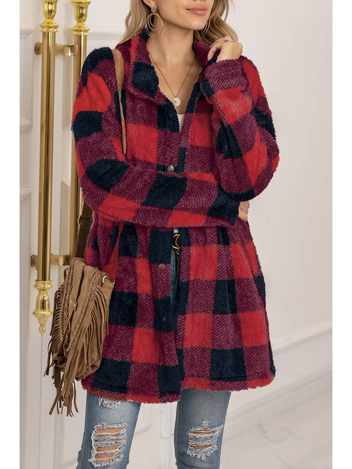 UNISHE - Wholesale Shirt Jacket/Shacket - Women’s - TOPW923 Plaid Flannel Shacket Jacket Women10