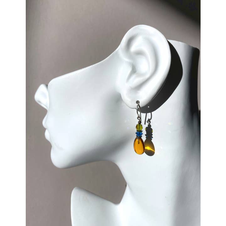 Owen Glass Collection – wholesale Dangle earrings – Raindrops 67 - TOPAZ DROP EARRINGS, AUSTRIAN CRYSTAL ACCENTS2