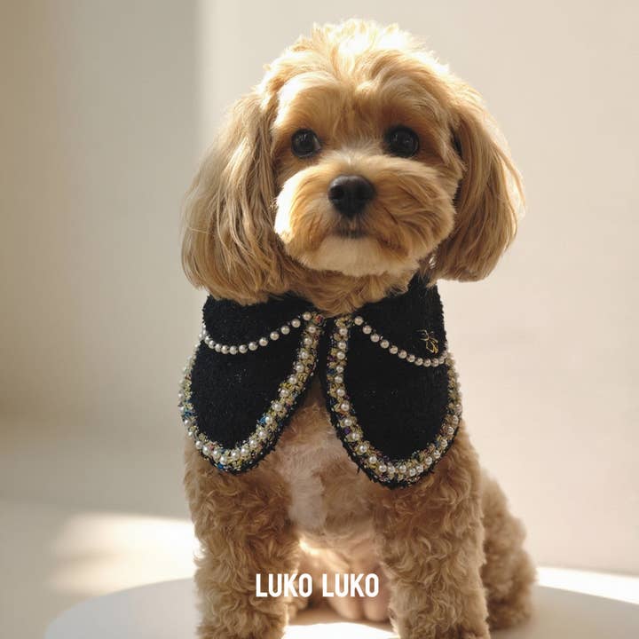 Jacqueline – Black & White Pearl Dog Jacket | Chic Formal Look for wholesale by Luko Luko Pets