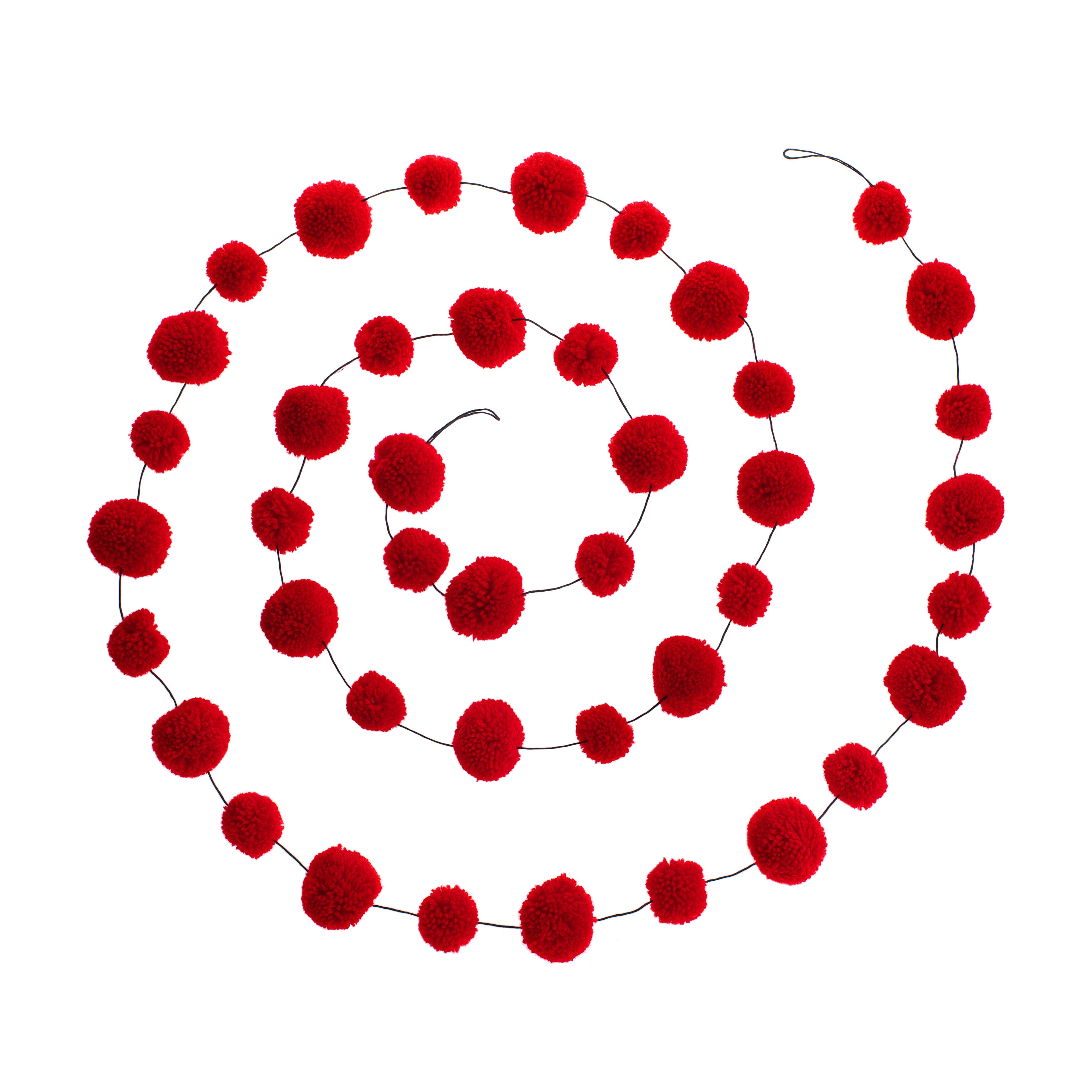 PomPom Galore - Wholesale Kerstdecoratie - Kerstmis Rode Pom Pom Slinger1