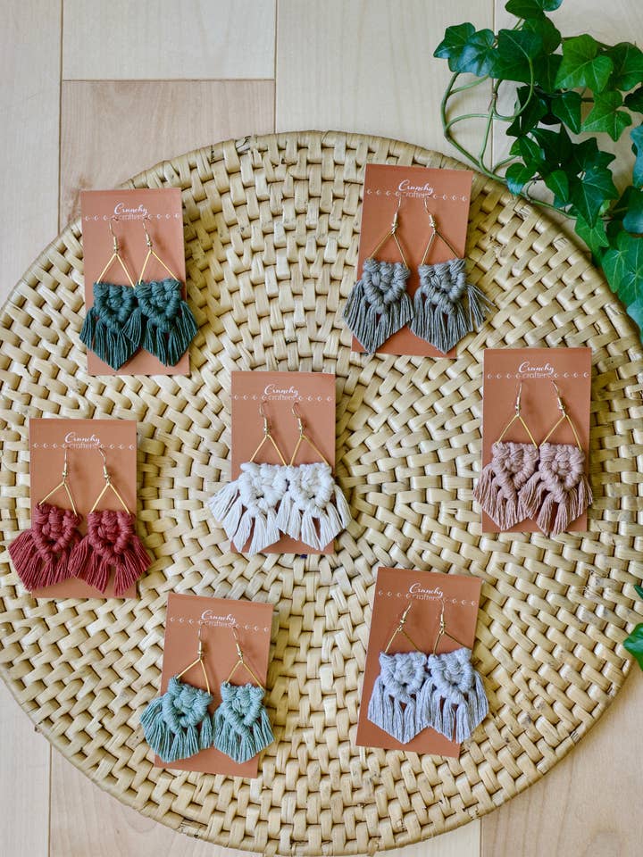 Triangle Macrame Earrings for wholesale by Crunchy Crafters