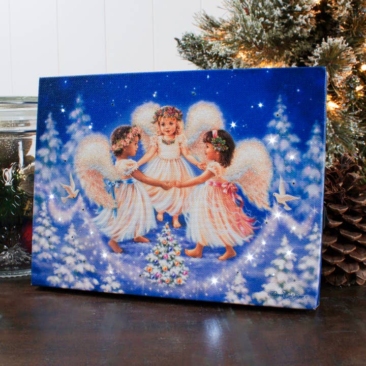 Peace Love and Joy 8x6 Lighted Tabletop Canvas for wholesale by Glow Decor