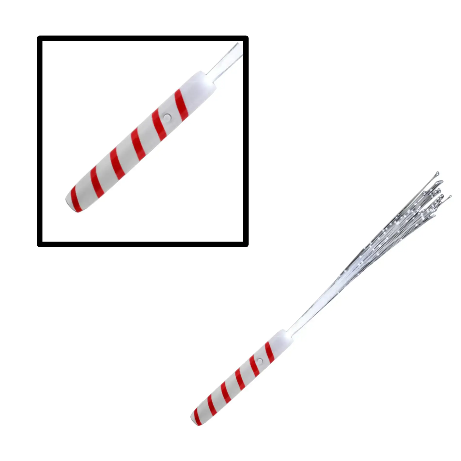 Blinkee.com, LLC - Wholesale Light-Up Toy - Kids & Baby - Candy Cane White Fiber Optic Wand with White LEDs2