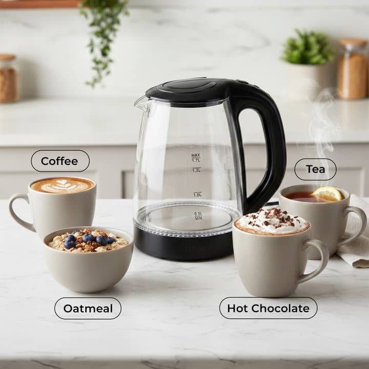 Zulay Kitchen - Wholesale Kettle - Glass Electric Kettle 1.7L with Blue LED Light3