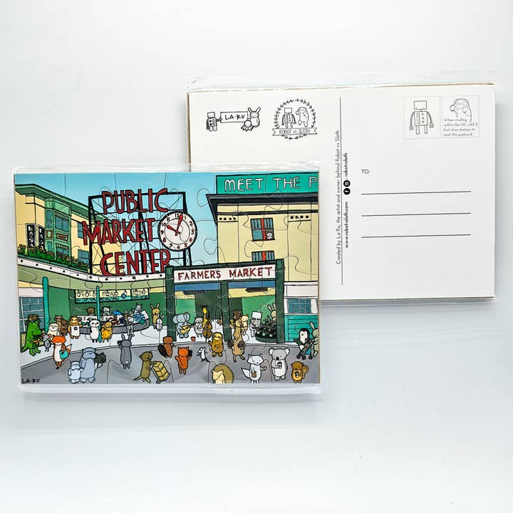 Market Puzzle Postcard for wholesale by La Ru