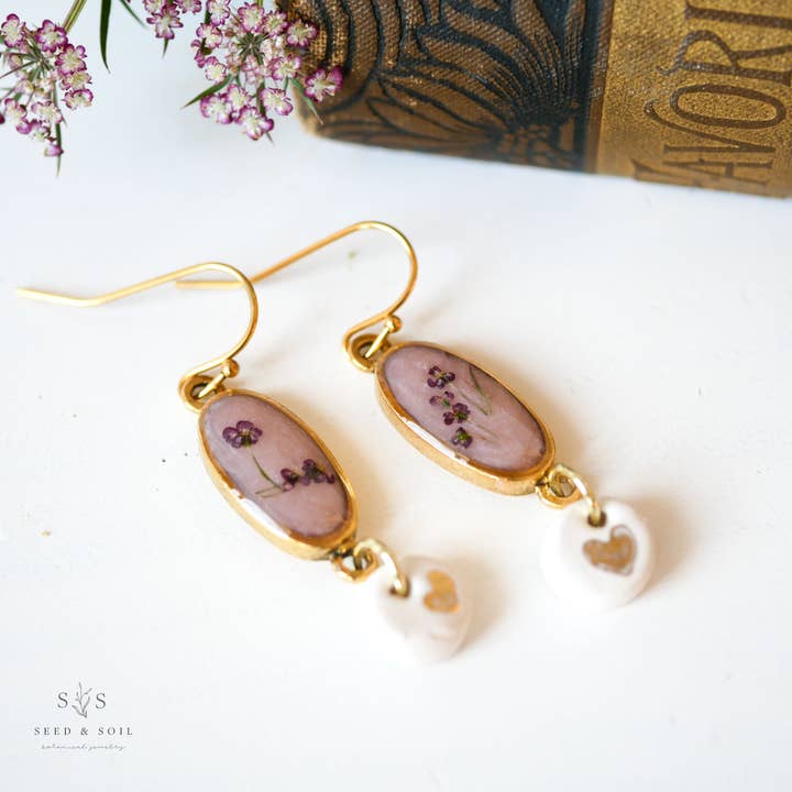 Heartdrop Earrings for wholesale by Seed & Soil Botanical Jewelry