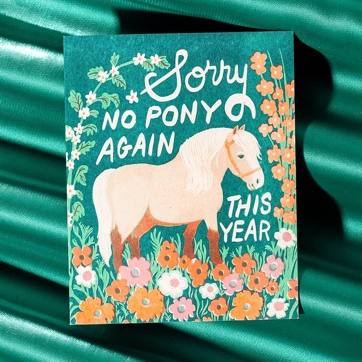 No Pony Birthday - Risograph Card for wholesale by Bromstad Printing Co.
