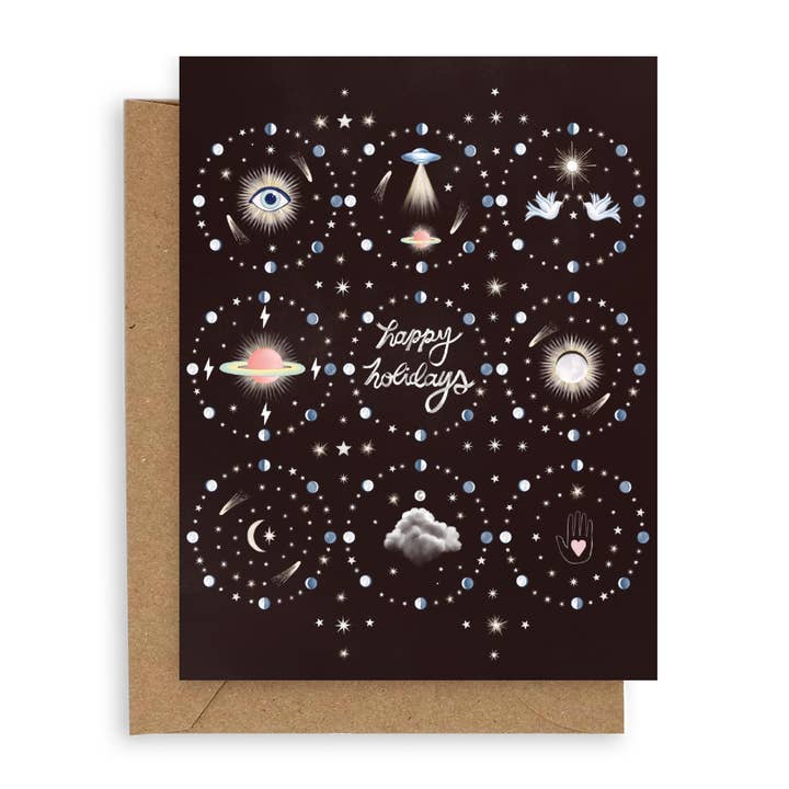 Mandala Galaxy Happy Holidays Card for wholesale by Adelfi