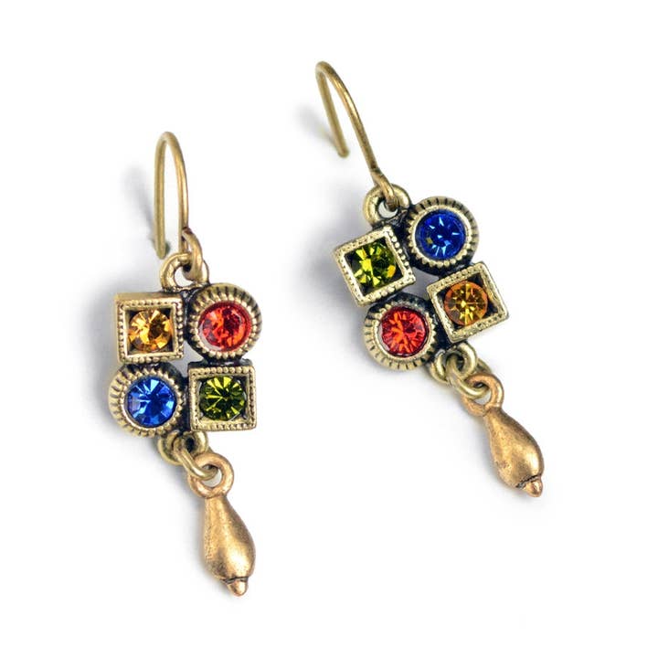 Pendientes de Cristal Multicolor Deco E1383 para venta al por mayor de Sweet Romance Jewelry