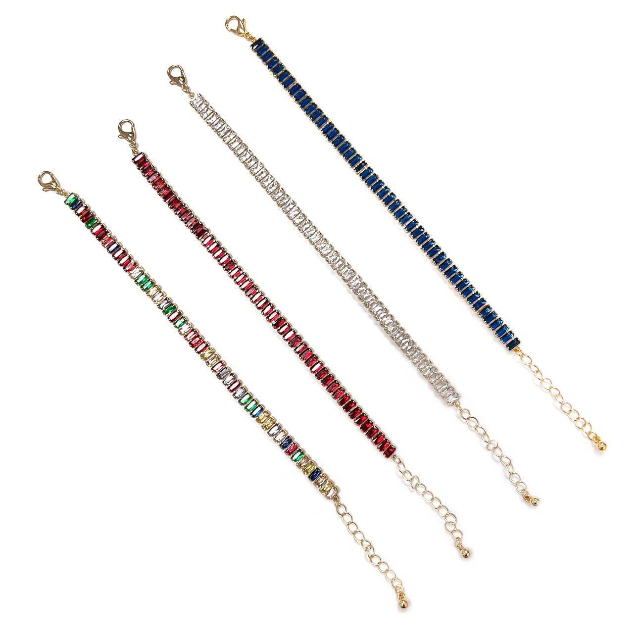 StarryNYC - Venta al por mayor Pulseras de cadenas y eslabones - Pulsera de eslabones con cristales de zirconia cúbica baguette1