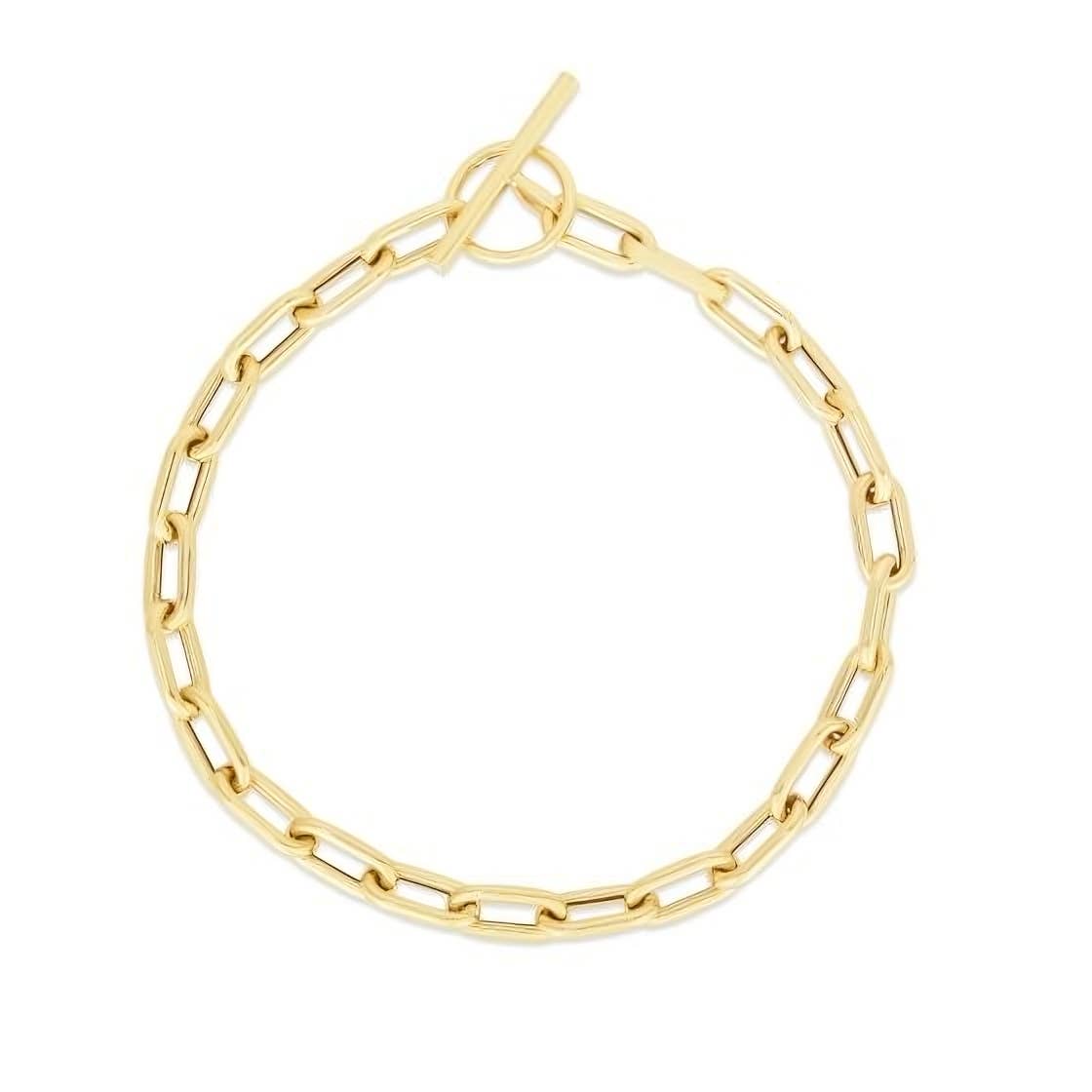 PureYou Jewelry - Wholesale Link & Chain Bracelet - 14K Gold Paperclip Chain Bracelet, Gold Toggle Bracelet0