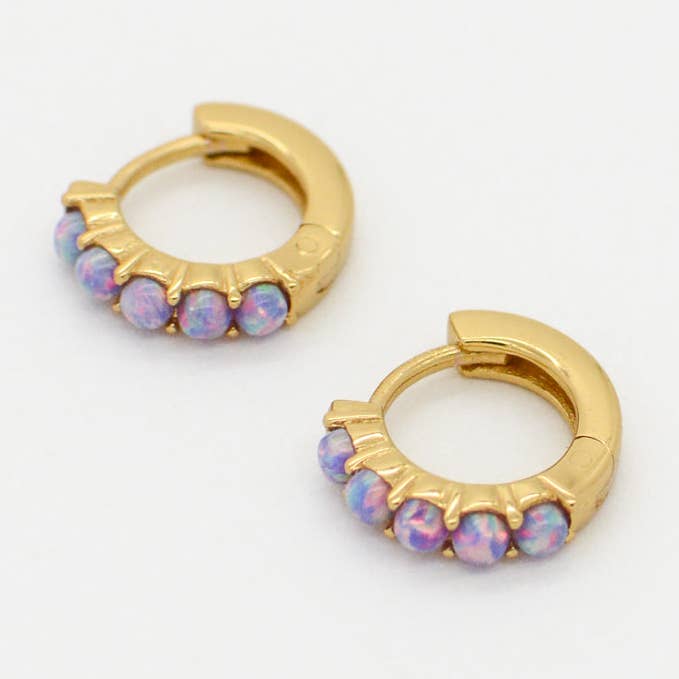 Cosmina Opal Small Huggies in Violet for wholesale by Au 79