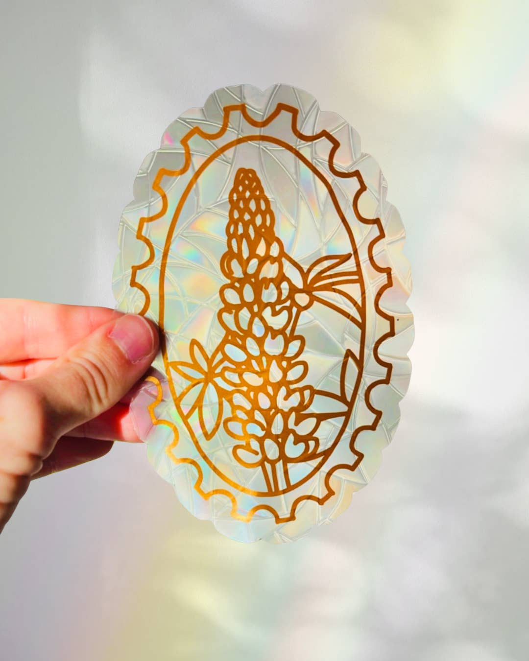 Prismatic Kitty - Wholesale Suncatcher - Lupins Suncatcher Sticker | Wildflower Window Cling | Gift