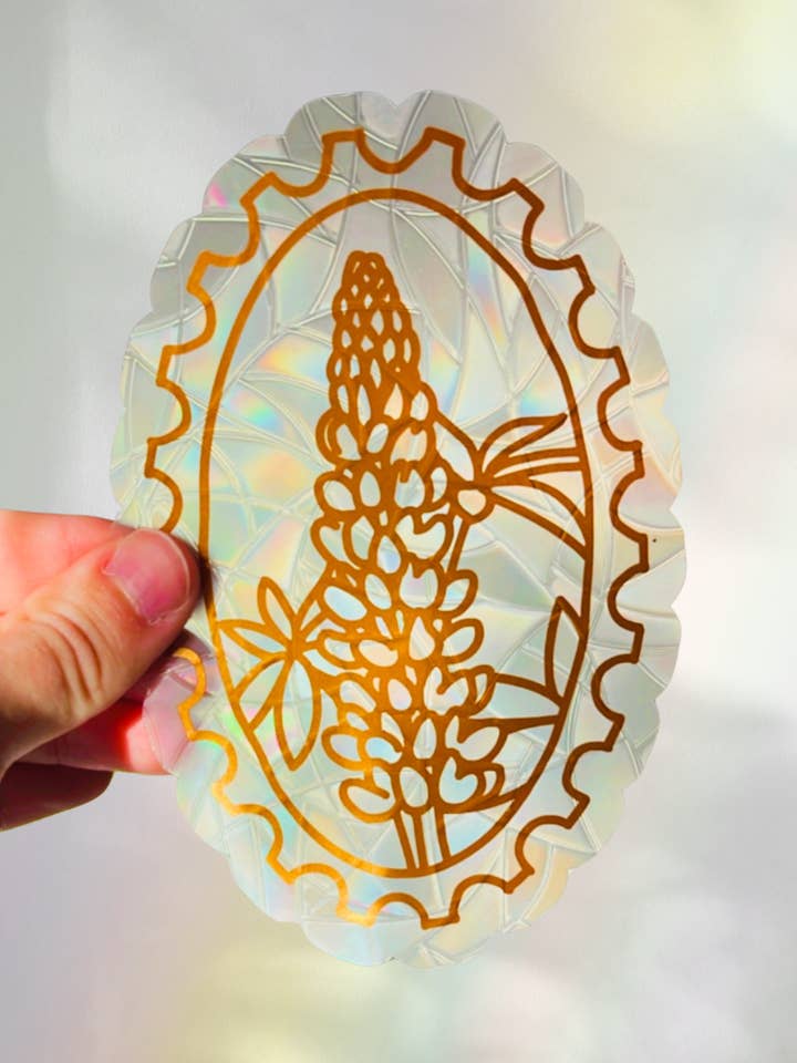 Lupins Suncatcher Sticker | Wildflower Window Cling | Gift for wholesale by Prismatic Kitty