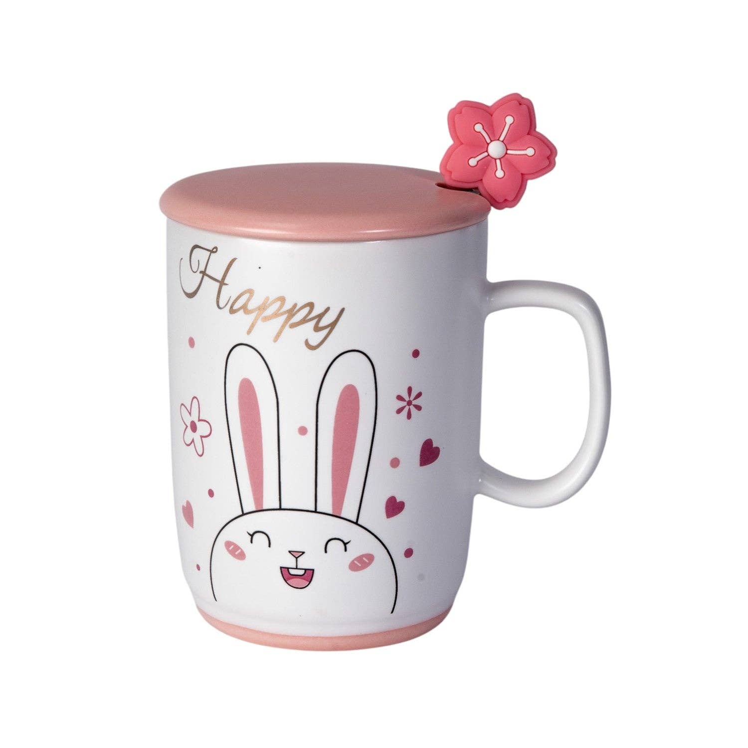 Urban Tokyo - Wholesale Coffee Mug - Happy Rabbit 12oz Mug With Lid and Spoon (10/30)0