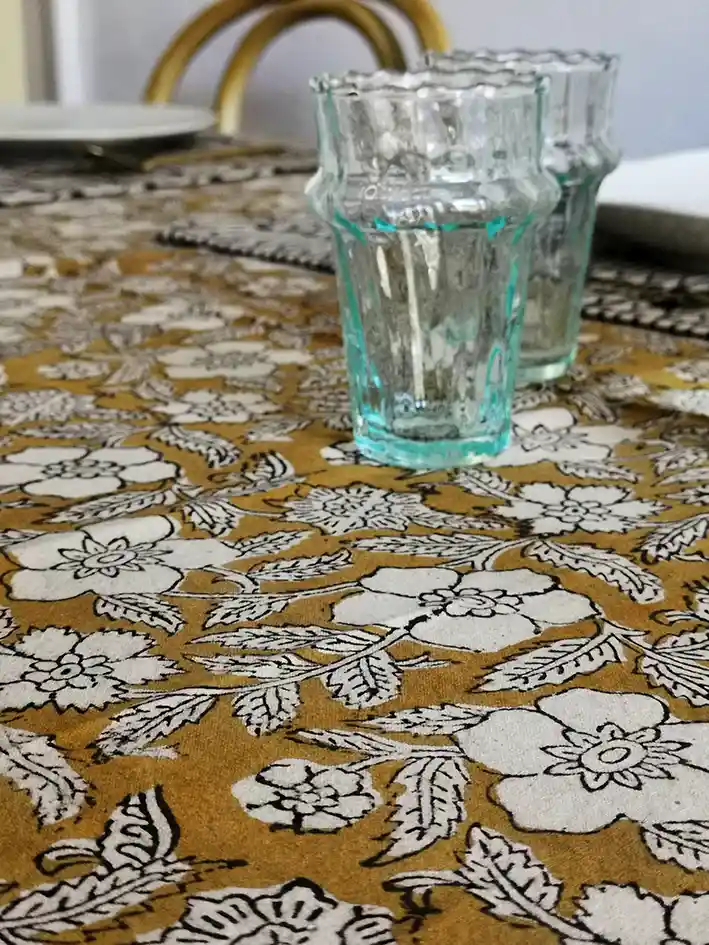 Nayda Diaries – Toalha de mesa por atacado – Toalha de mesa indiana retangular com flores e estampa em bloco Jaisalmer5