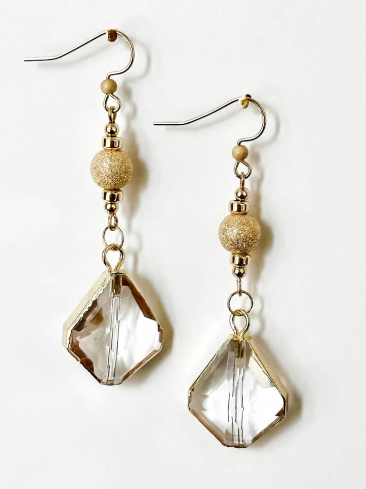 Drop Crystal | Gold Filled Stardust and Crystal Earrings | A for wholesale by Aves + Brit | Handmade Midwest Modern Jewelry