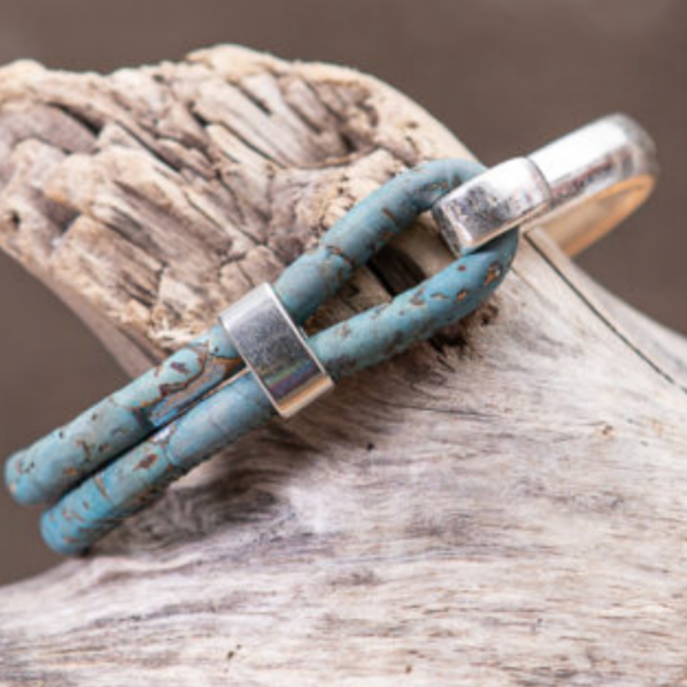 Gem Lounge Jewelry - Wholesale Bangle Bracelet - Pick Your Color: Cork Silver Side Hook Bracelet1