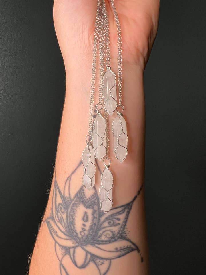 Clear Quartz Crystal Point Necklace for wholesale by Graced Jewelry