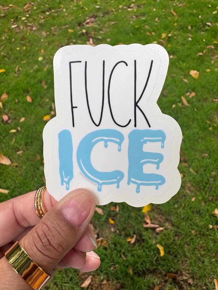 F*ck Ice vinyl sticker for wholesale by Sacred Paintbrush Arts