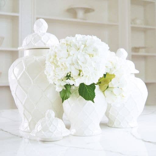 8 Oak Lane - Wholesale Decorative Jar - White Textured Ginger Jar - Large