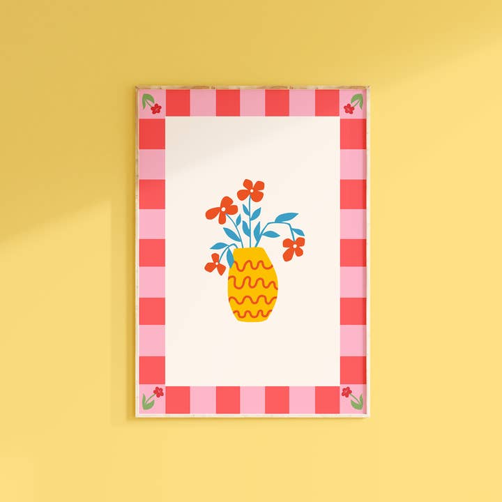 Yellow Vase Print | Dopamine Decor | Floral Wall Art for wholesale by The Happy Badger