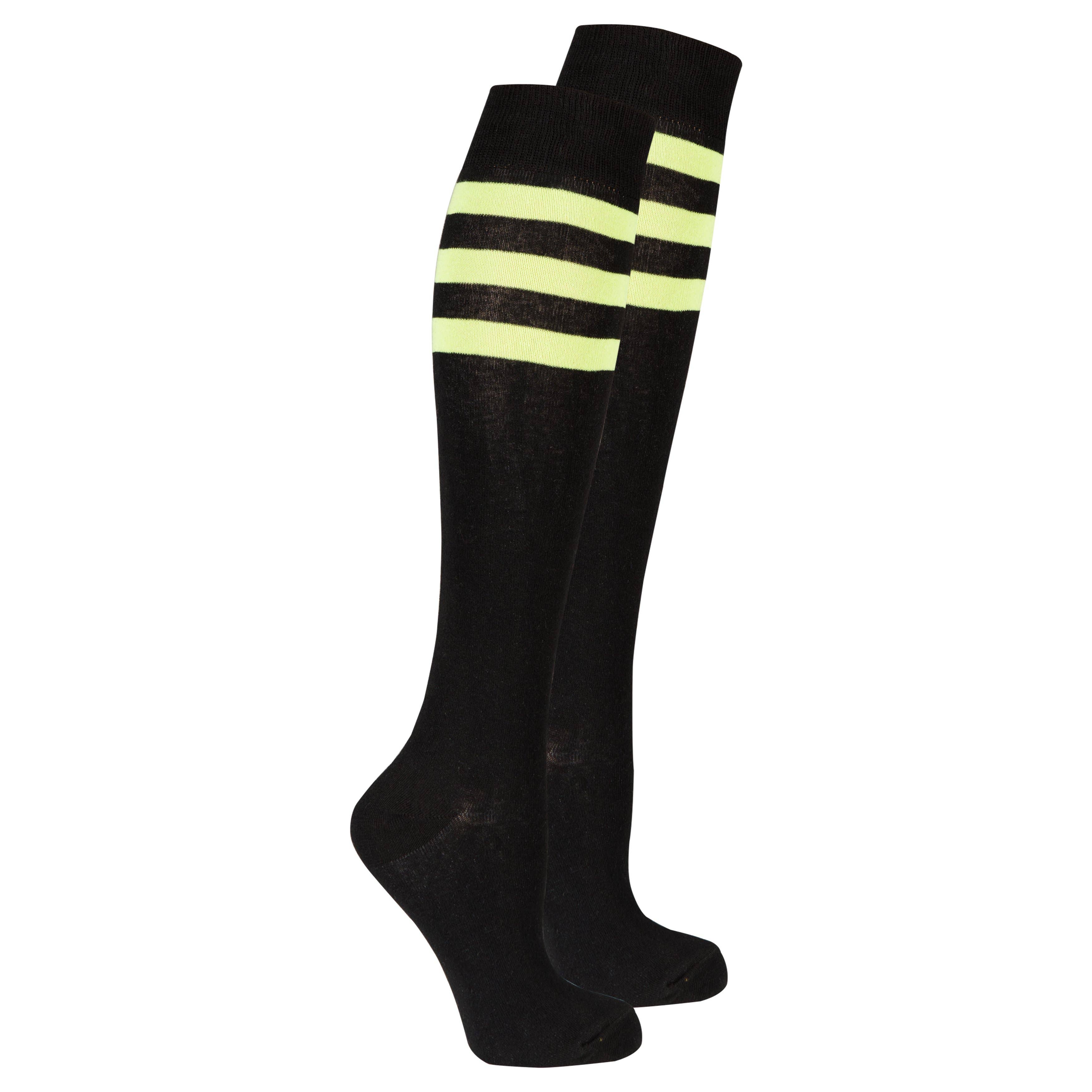 Socks n Socks - Wholesale Socks - Women's - Women's Black Lime Stripe Knee High Socks