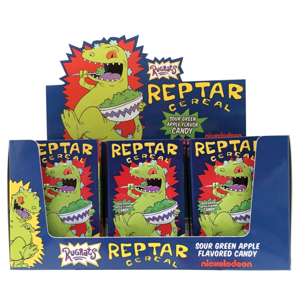 Pops Distro Inc - Vendita all'ingrosso Vetrina per rivenditori - Cibo e bevande - Scatola di Latta di Cereali Reptar 12 pz (34g)0