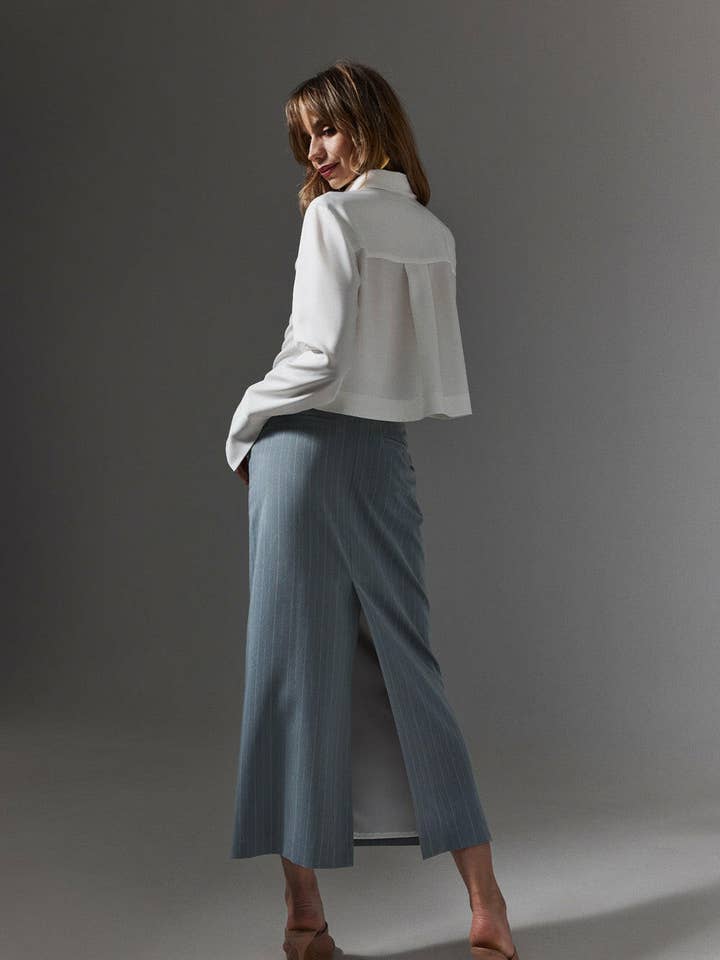 Chemise à manches longues en satin pour la vente par OKSWEAR