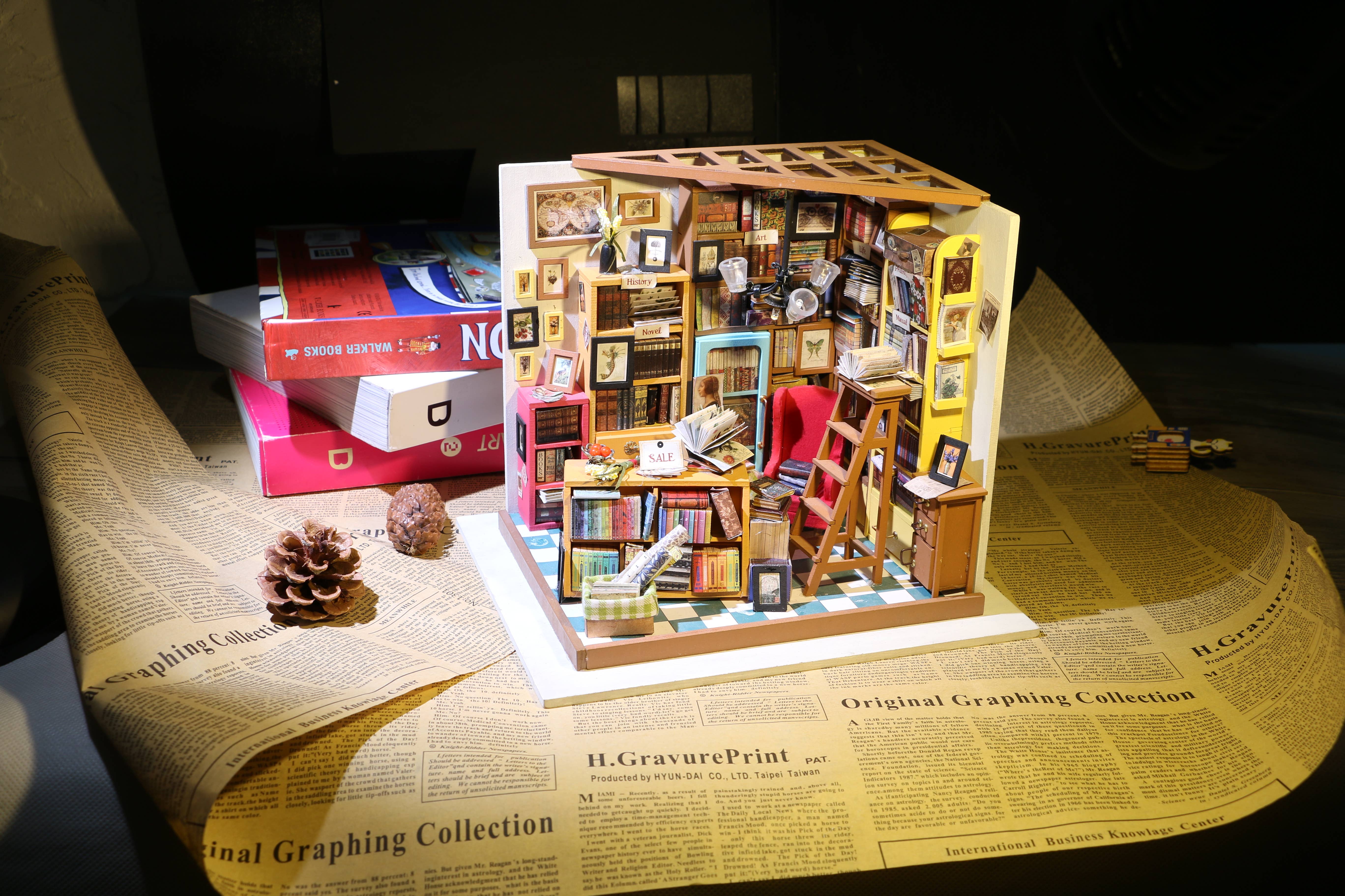 Robotime - Wholesale DIY Craft Kit - DG102 Sam's Study Rolife Library DIY Miniature Dollhouse12